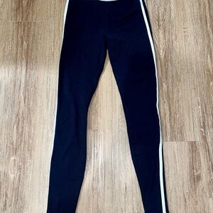 ALO Yoga Black Leggings with White Side Stripe